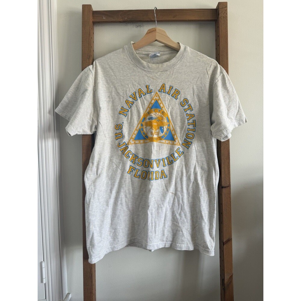 Vintage 90s US Naval Air Station Jacksonville FL Navy Hanes Beefy-T USA Shirt M